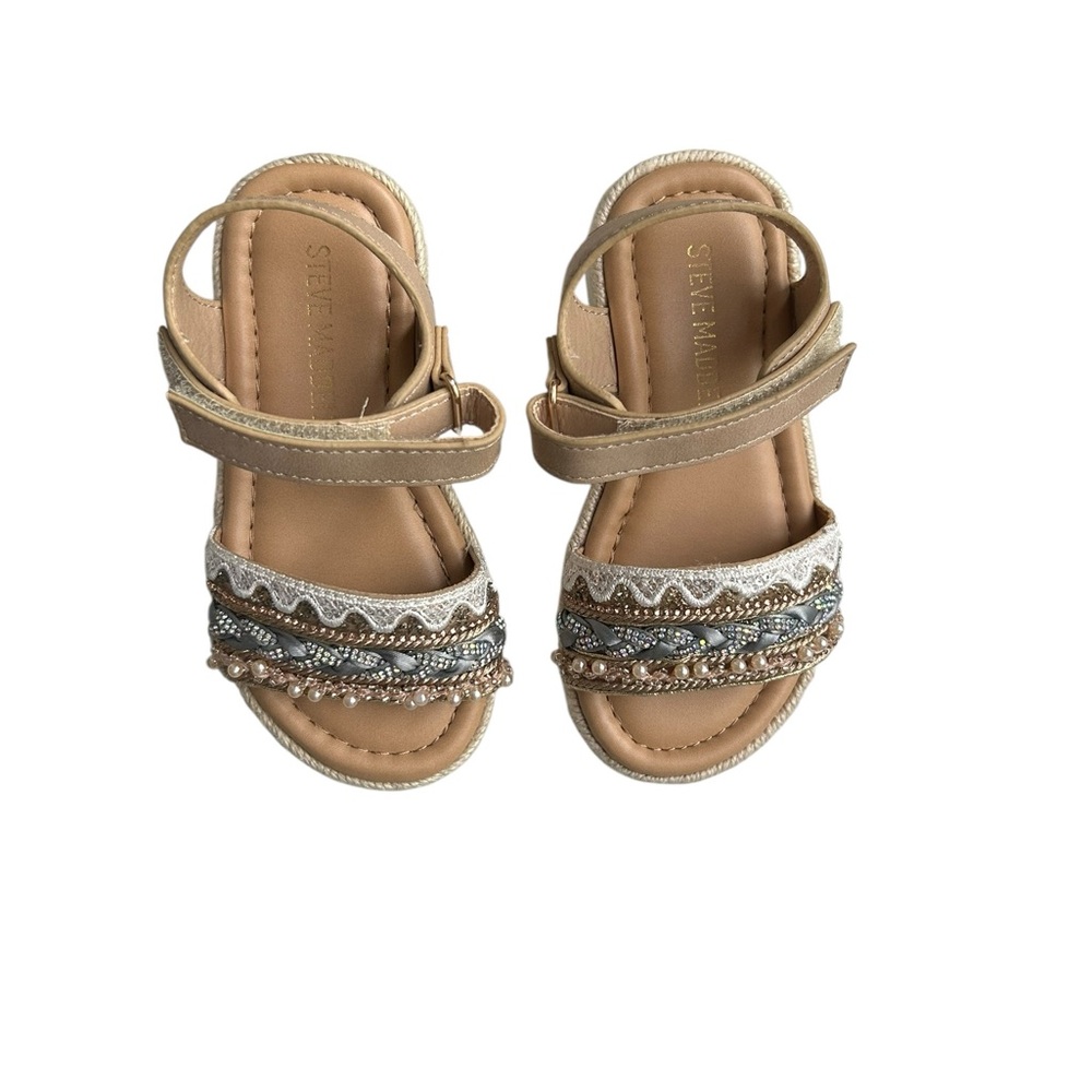 Steve Madden Tan and White Sandals with Sparkling Straps
